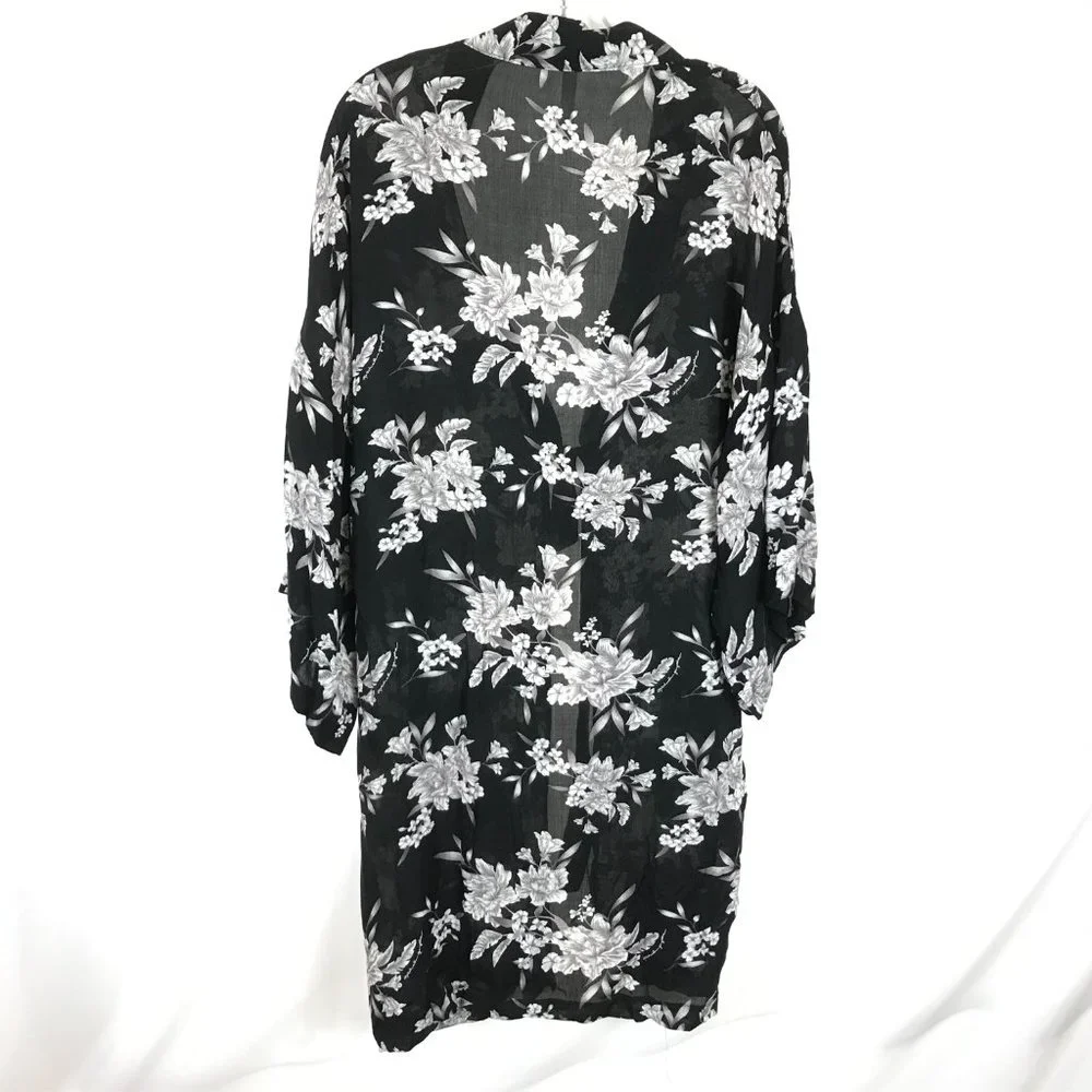 Womens One Size Spiritual Gangster Kimono Floral Print Cardigan Cover Up